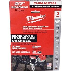 Milwaukee 48-39-0711 Extreme Thin Metal Sub-Compact Band Saw Blade 3PK 12/14TPI